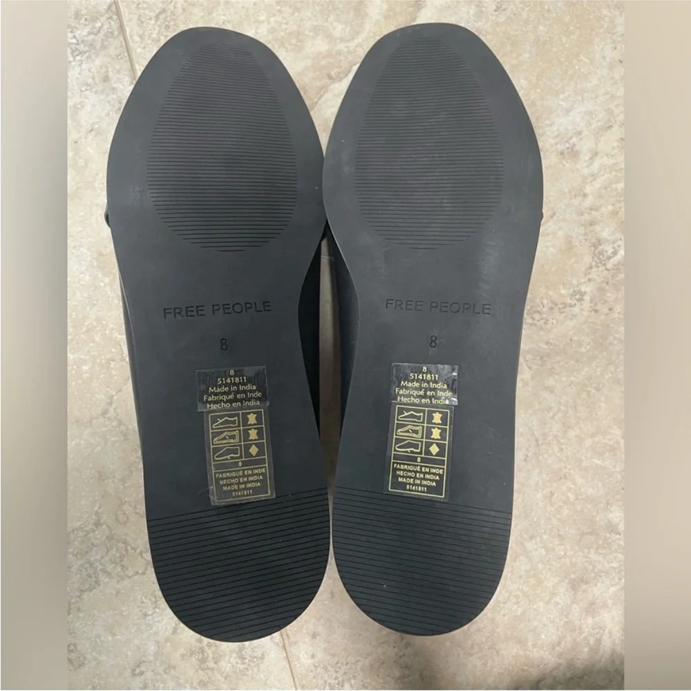 NIB FREE PEOPLE Mania Bow Ballerina Flats Black Leather. Size 8 - Picture 6 of 11